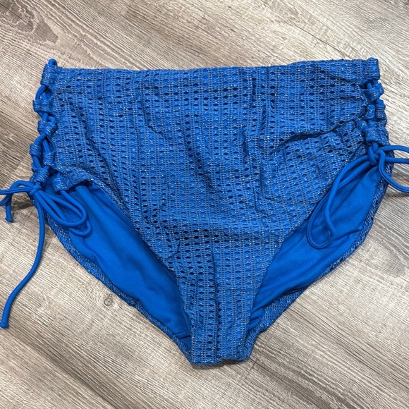 Blue High-Waisted Bikini Bottoms - Picture 1 of 4